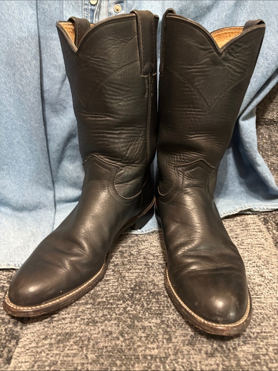 Justin Boots Shoes - VTG Justin Black Leather Roper Cowboy Boots Women's Size 6 B